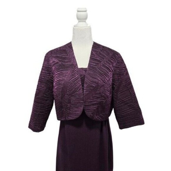 R&M Richards 2 Piece Dress Size 18 Purple Cocktail/Mother of Bride Bolero Jacket - Picture 6 of 13